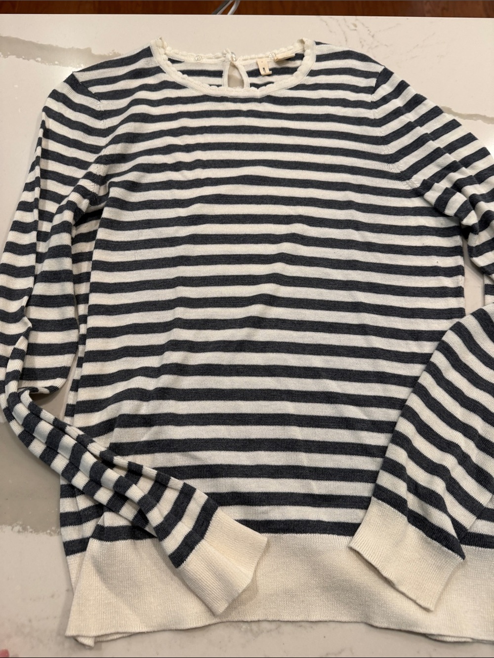Moth Navy & White Striped Crewneck Sweater
